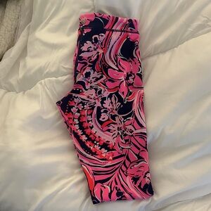 Lilly Pulitzer Pink and Black Floral Kids Leggings